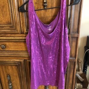 Lane Bryant Sequin Purple Tank Top- Plus Size 26/28